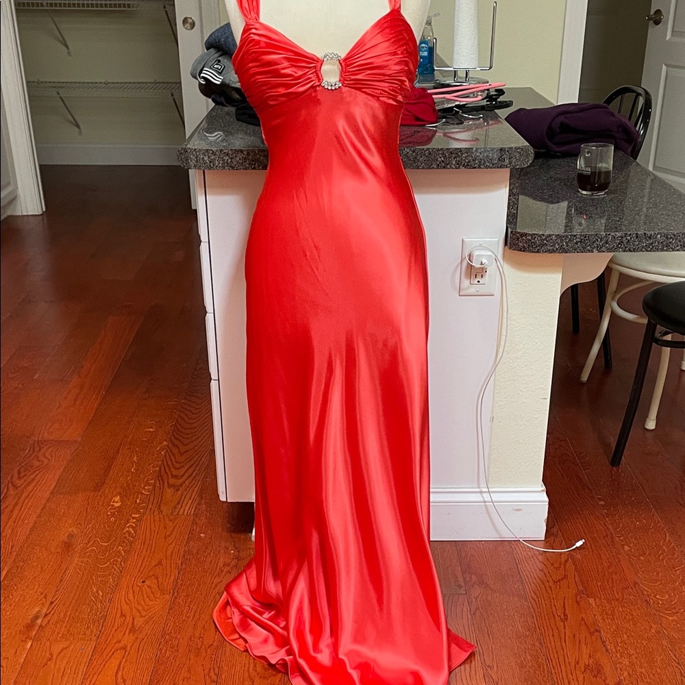 Radiant Scarlet Satin Prom Dress